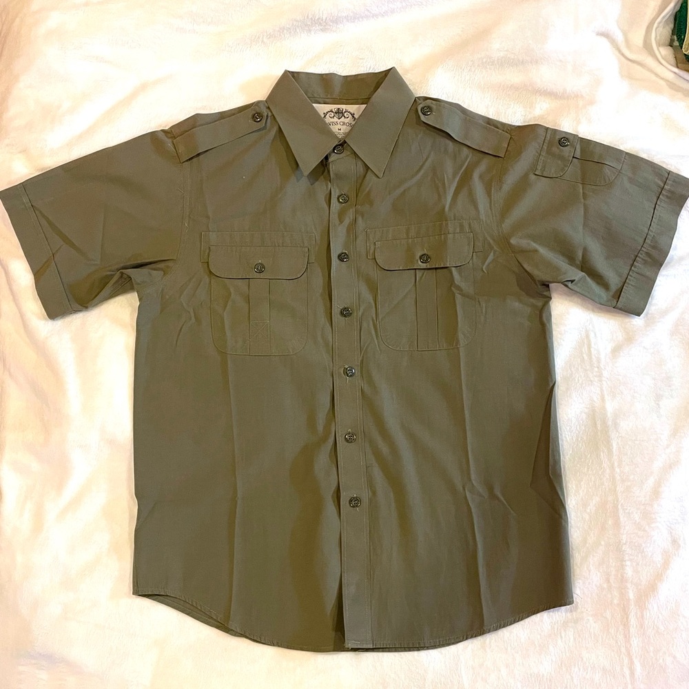 Olive drab green cargo shirt